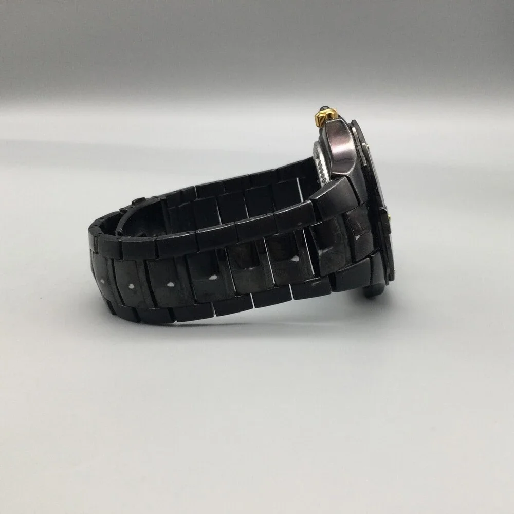 Seiko Coutura Mens Watch 41mm Black Stainless 7D46-0AC0 Kinetic Perpetual 7.25